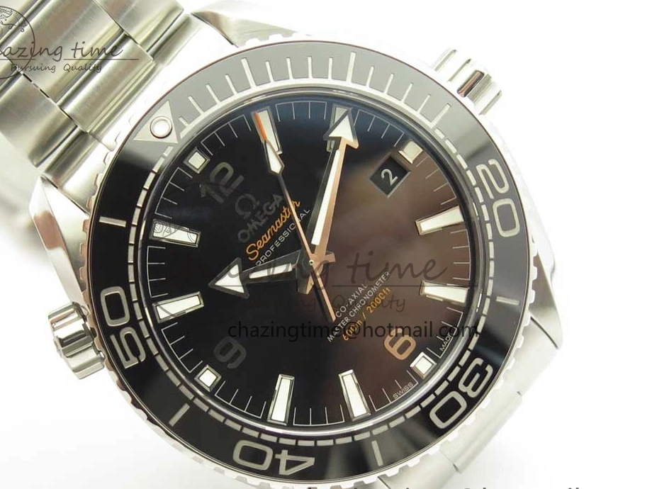 0407 Trendy Planet Ocean 43.5mm SS VSF 1:1 Best Edition Black Ceramic Bezel and Dial on SS Bracelet A8900 Super Clone 7973